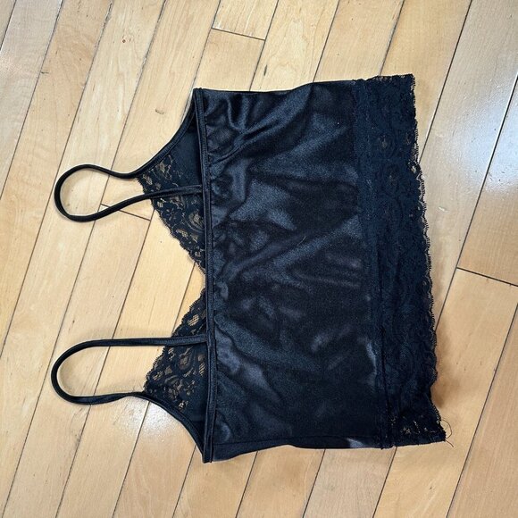 SHEIN Silky Black Lace Bra Crop Corset Style Top Size Small Satiny - Picture 4 of 7